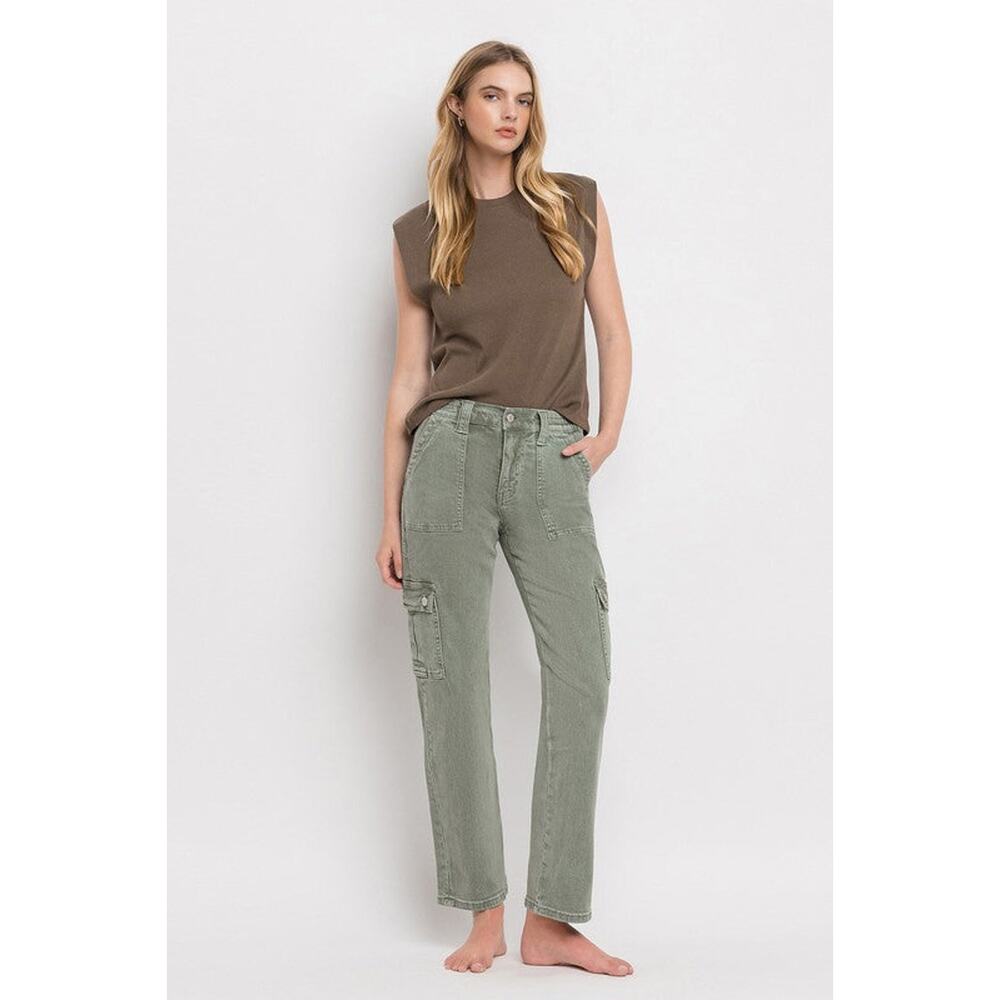 VERVET by Flying Monkey High Rise Cargo Straight Jeans - V3376AG - Size 24 - Picture 3 of 14